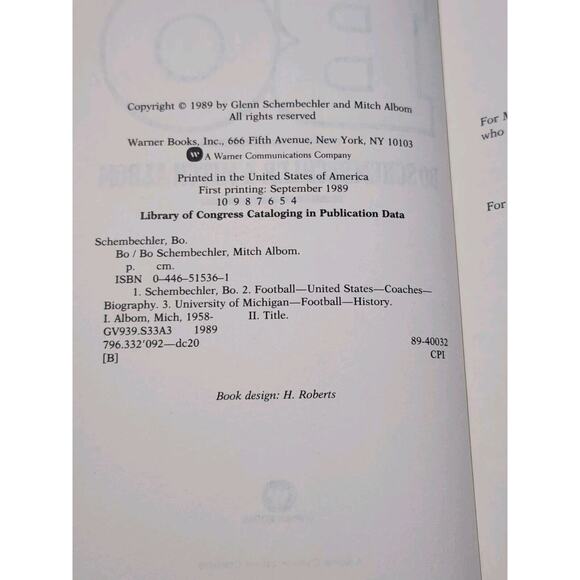 Bo by‎ Mitch Albom and Bo Schembechler (1989, Hardcover) FIRST EDITION - Picture 13 of 15
